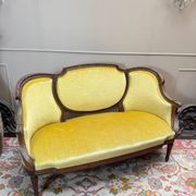 Banquette, natural wood canapé in louis xvi style, 19th century