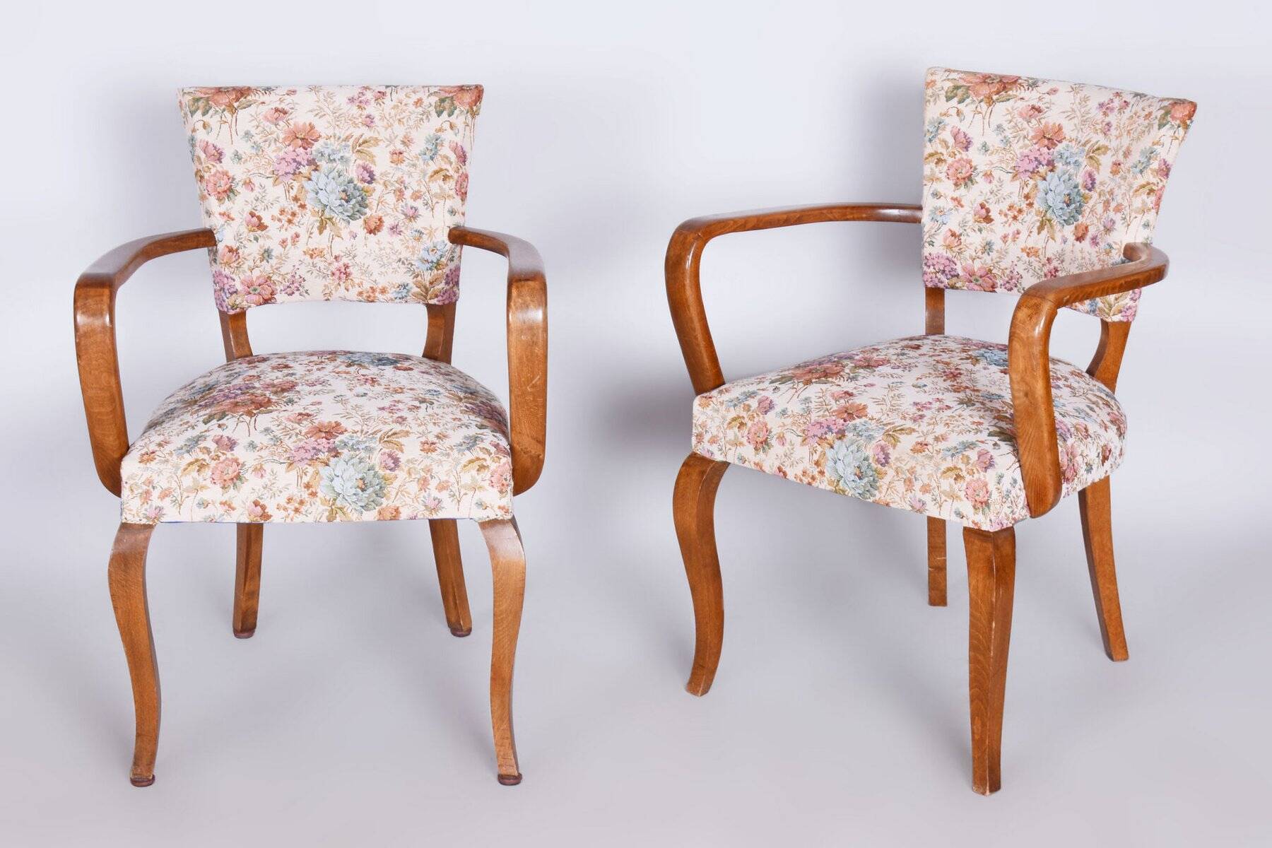 Art Deco Chairs in Beech attributed to J. Leleu, France, 1930s, Set of 2