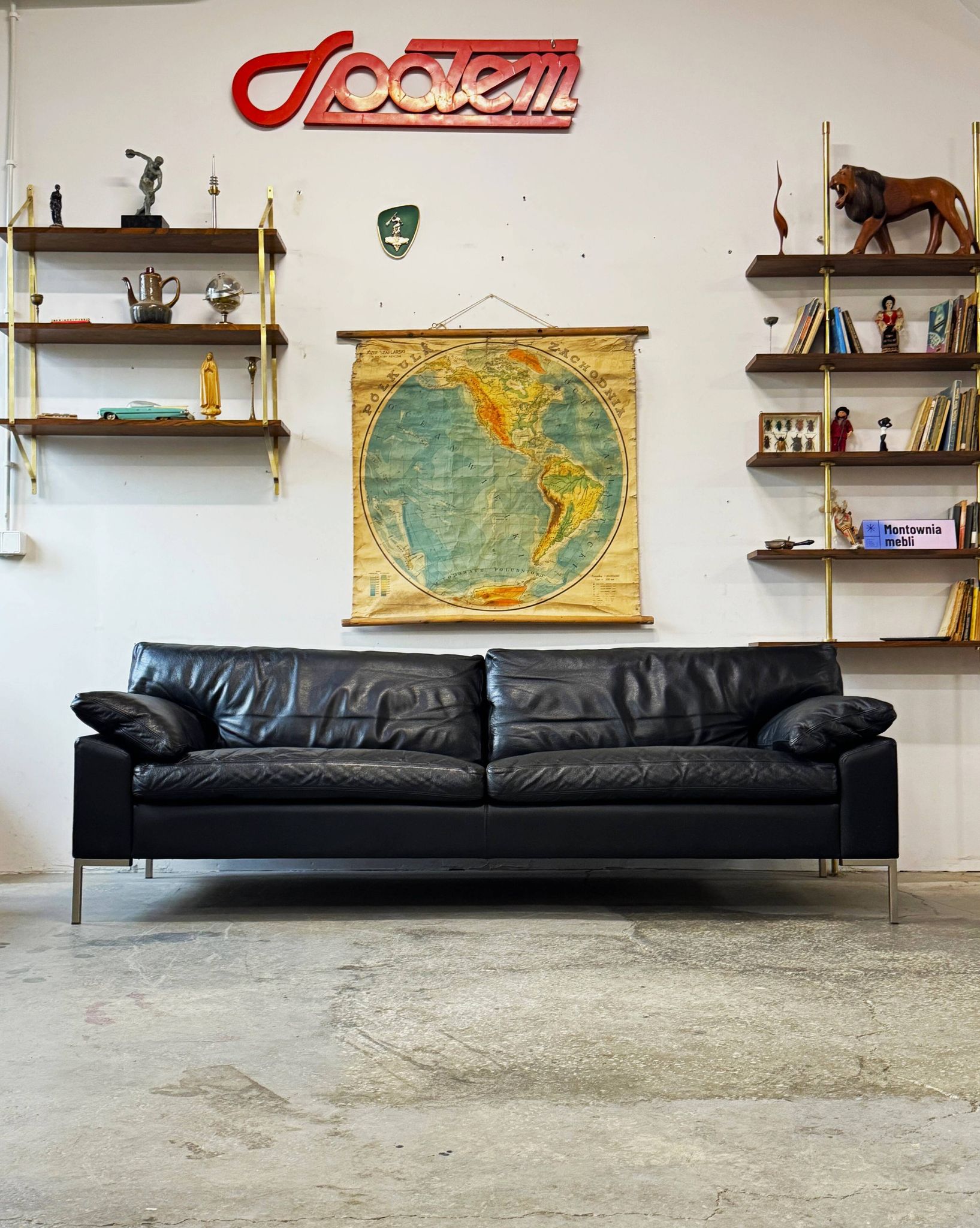 Leather sofa, Denmark, 1960s/70s, mid-century modern style, vintage