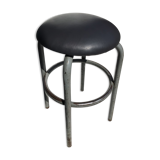 Industrial stool seat dark grey leather