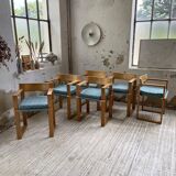 Set of 6 oak chairs with armrests Ate Van Apeldoorn
