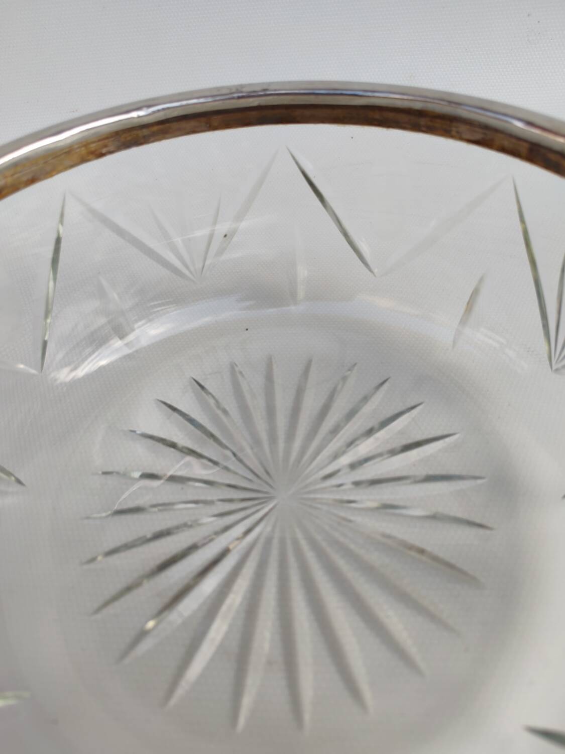 Crystal salad bowl with solid silver rim, first part of the 20th century.