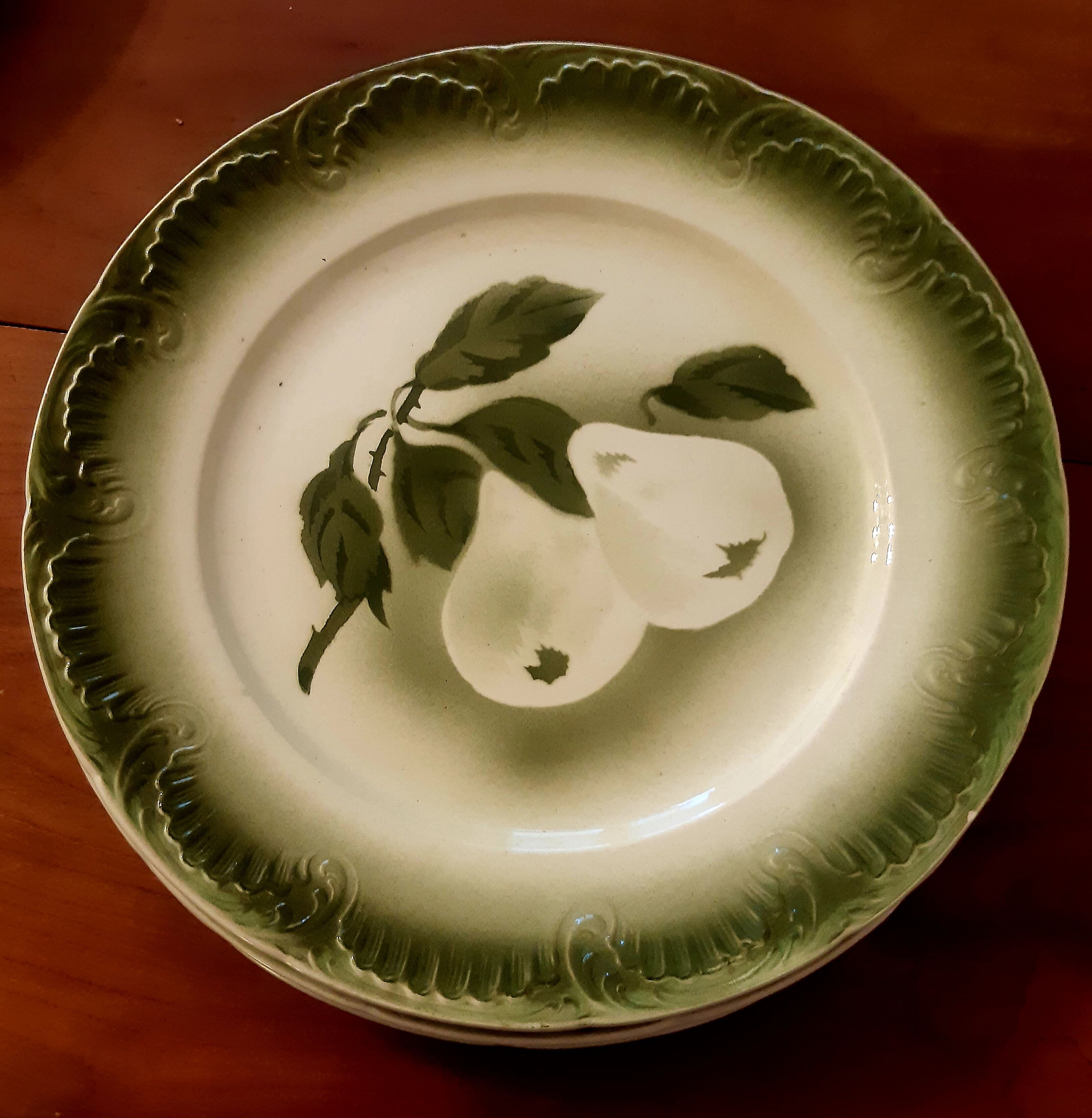 Set of 12 digoin sarreguemine fruit dessert plates