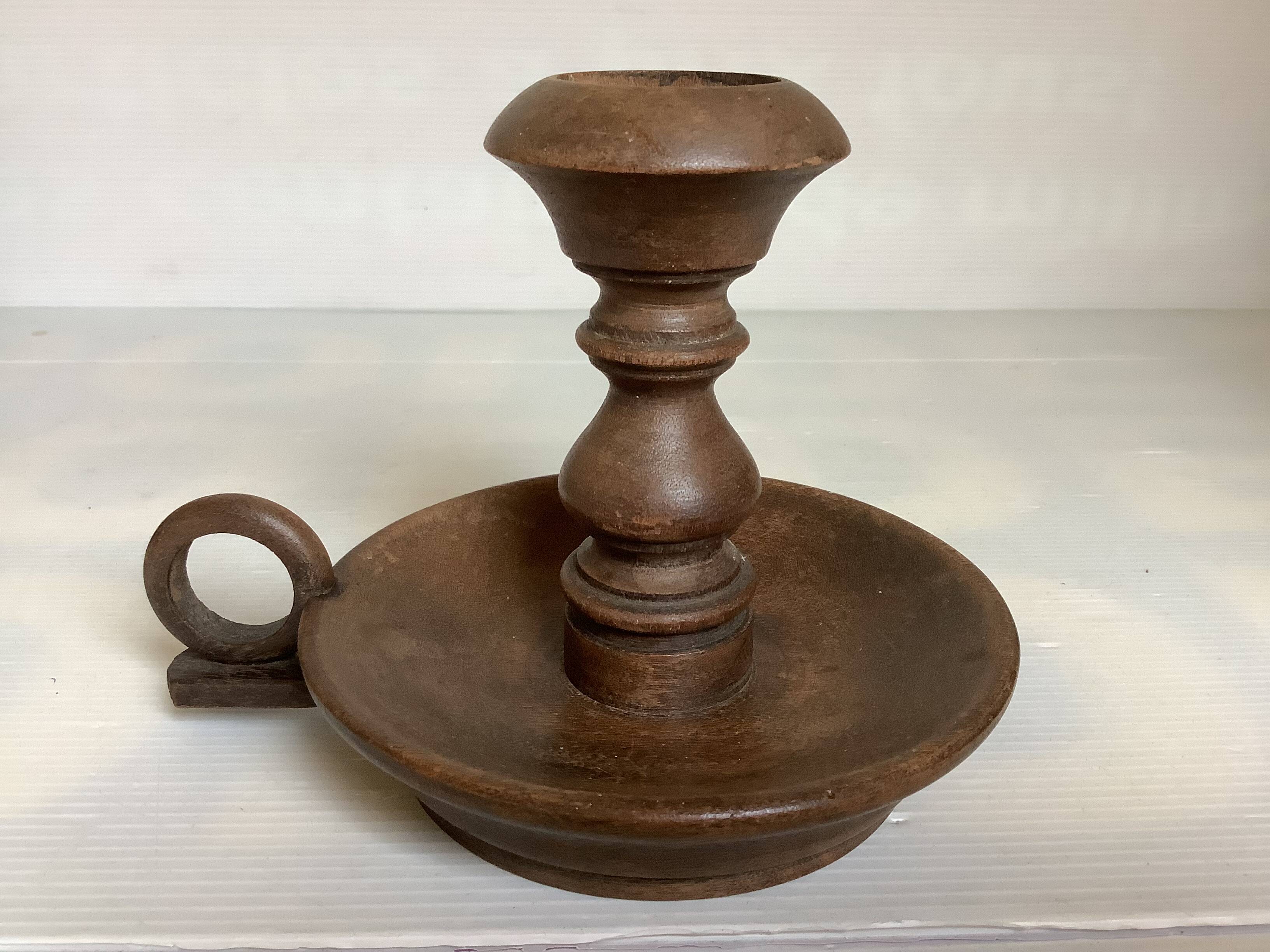 Wooden cellar rat candlestick