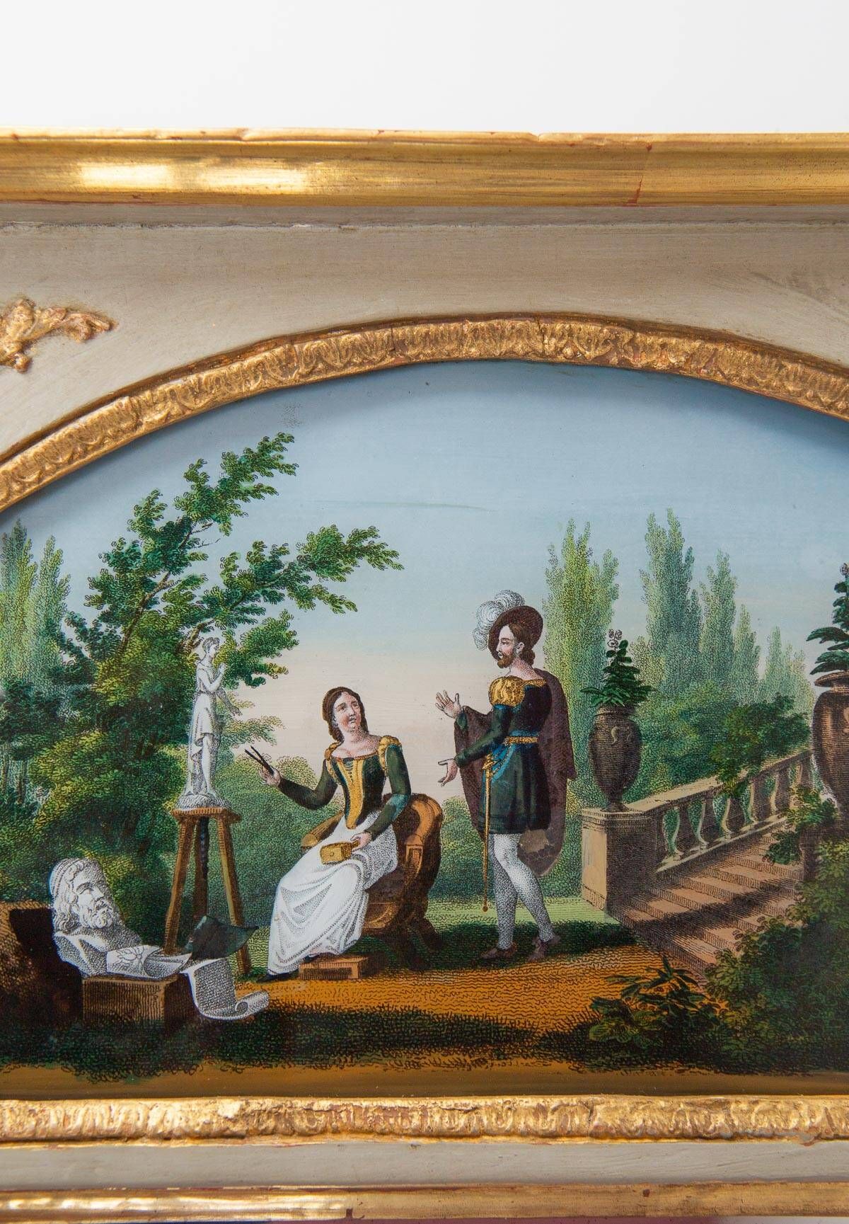 Antique French trumeau mirror Restoration glass painting c. 1830 (83)