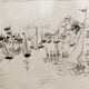 Dessin à la mine de plomb, port, signé Jean Fusaro