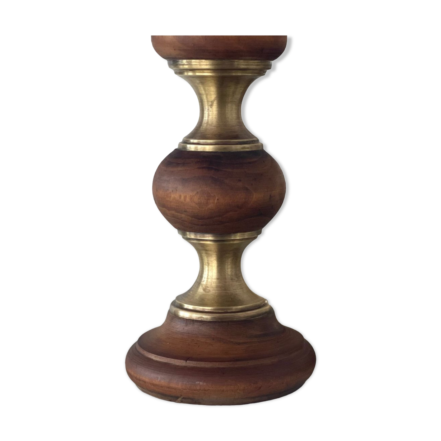 Wood and brass candle holder 1970