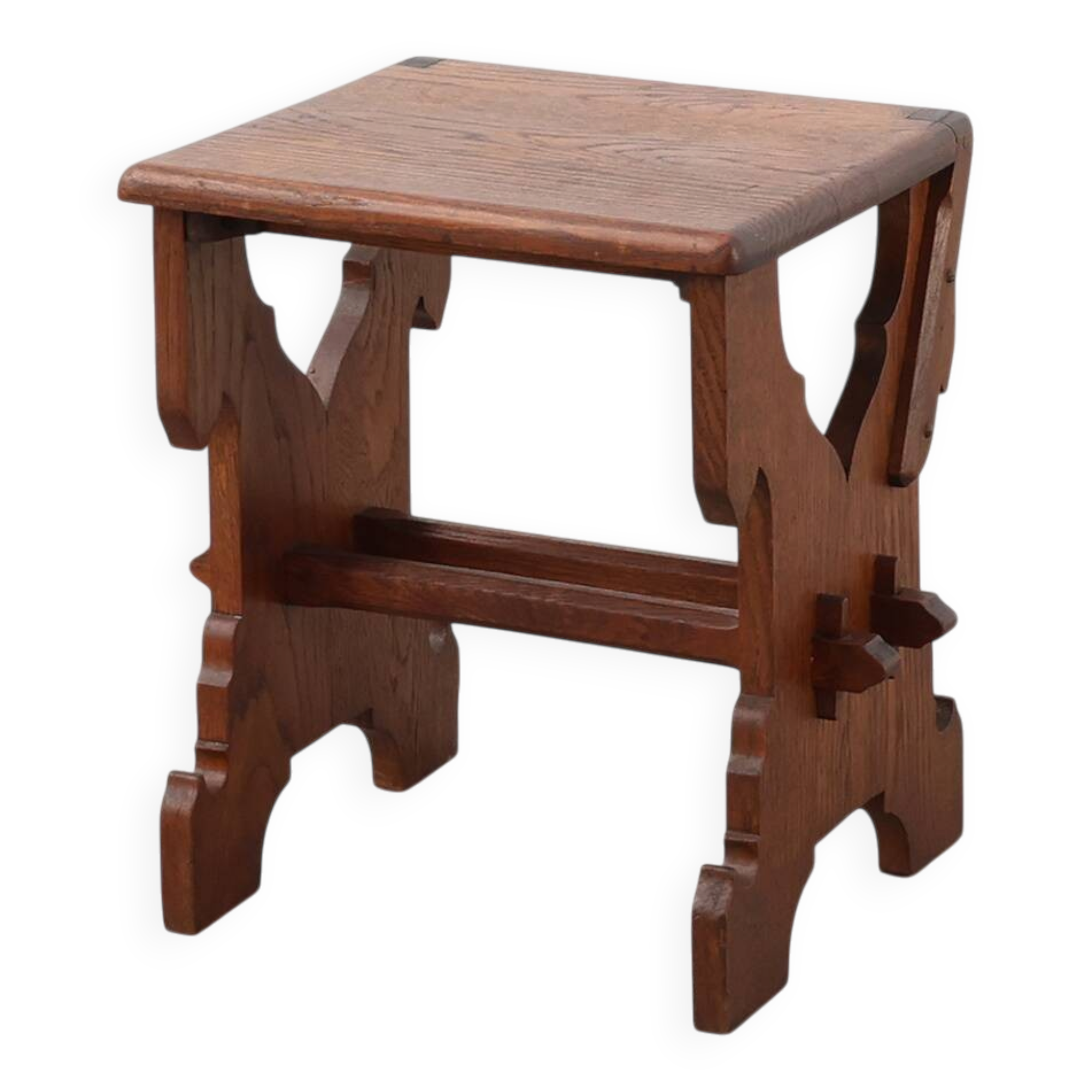 Belgian Arts & Crafts or Jugendstil Oak Stool, circa 1890