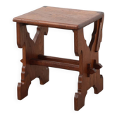 Tabouret en chêne Arts & Crafts belge ou Jugendstil, vers 1890