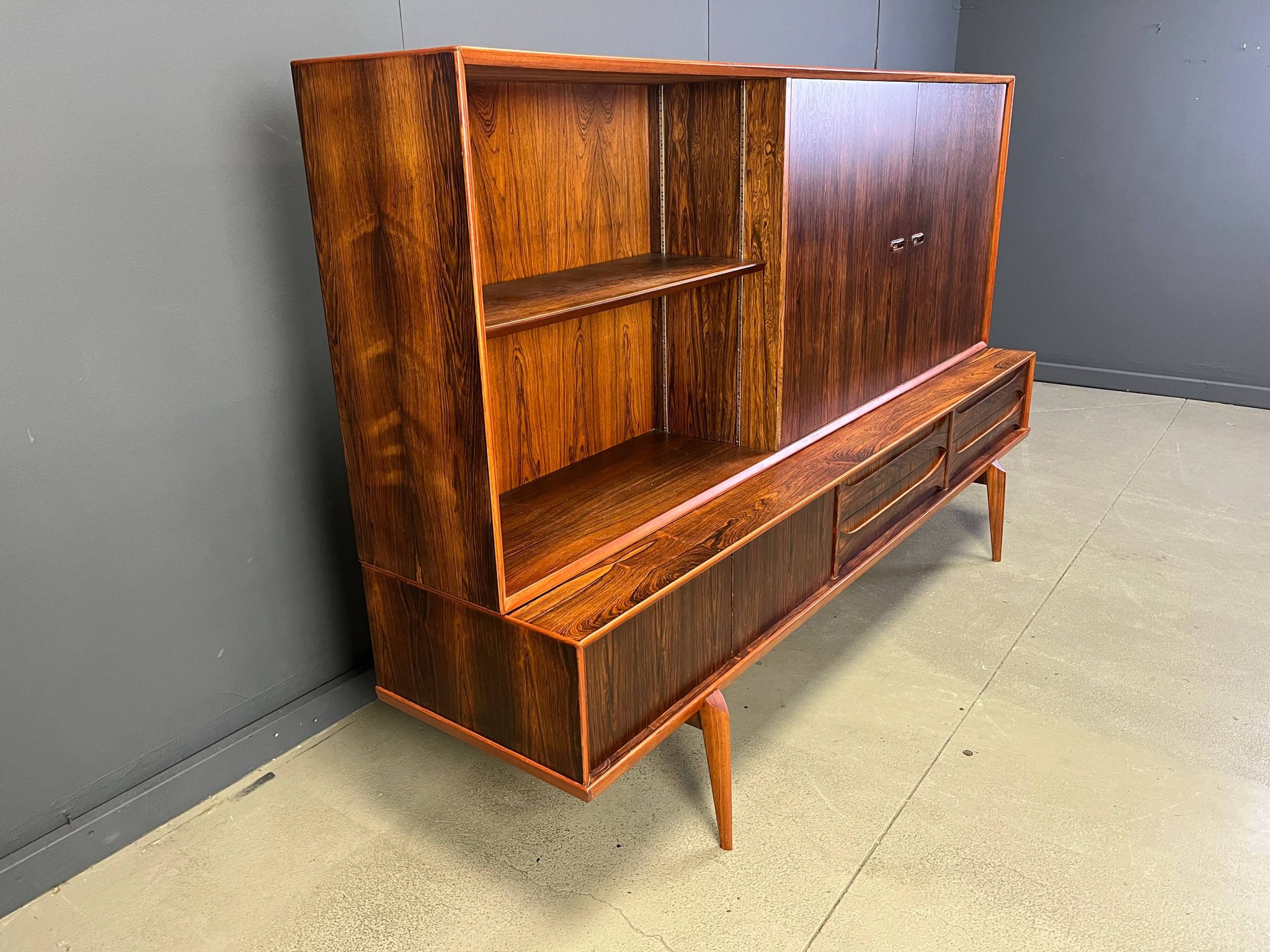 Oswald Vermaercke Paola rosewood highboard for V-Form Belgium 1959