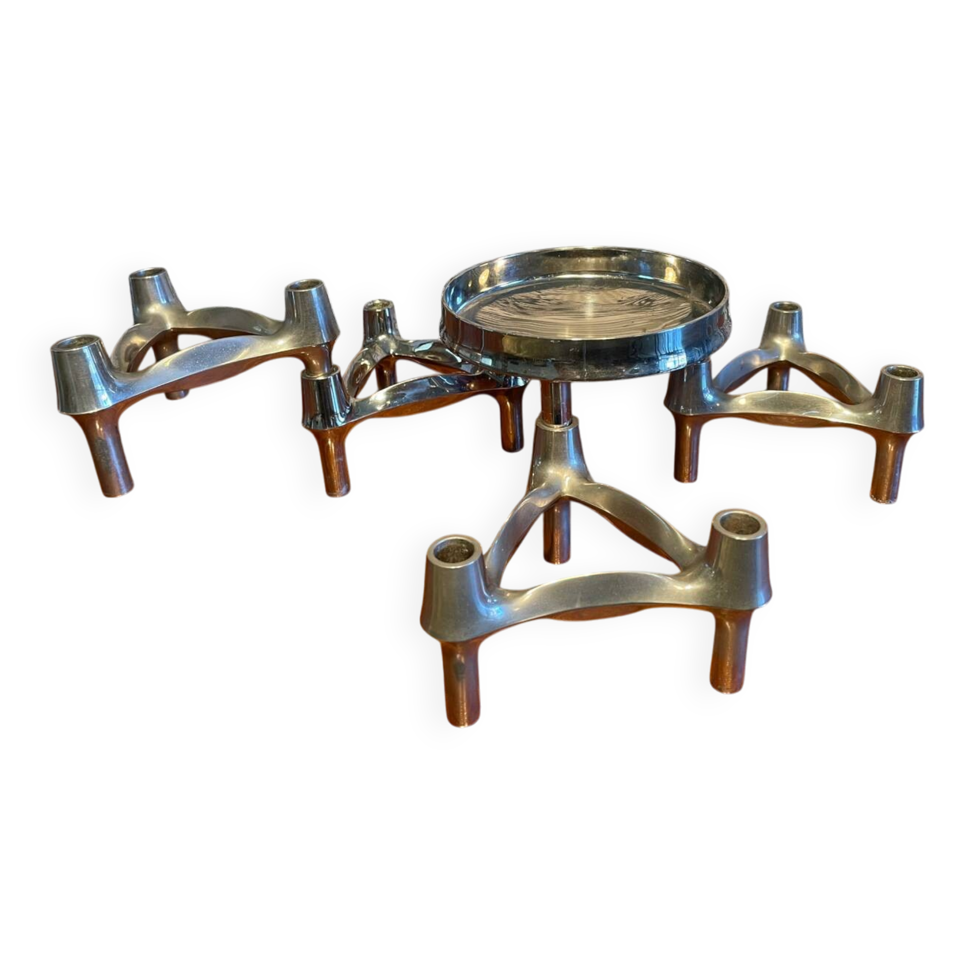 4 Nagel candlesticks + a bowl