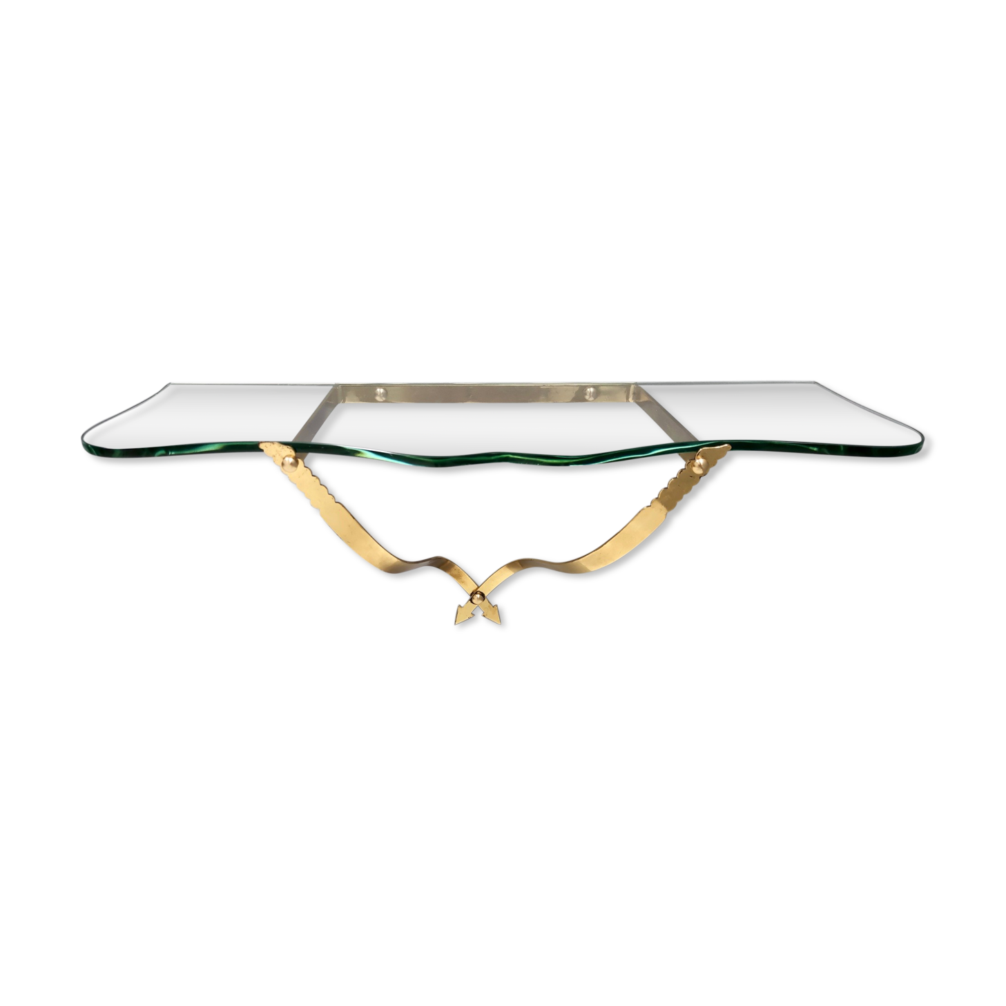 Vintage Crystal and Brass Wall-Mounted Console Table by Cristal Art, Turin Italy