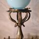 19th century bronze table lamp 38x16 blue opaline, very beautiful,