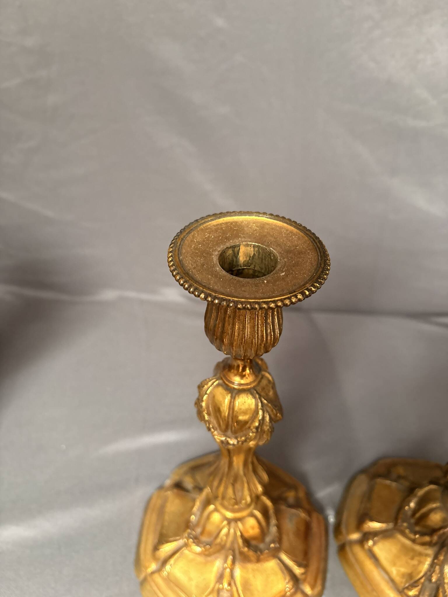 Antique Pair of Gilded Candle Holders Rocaille Rococo Louis XV Torchères
