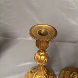 Antique Pair of Gilded Candle Holders Rocaille Rococo Louis XV Torchères