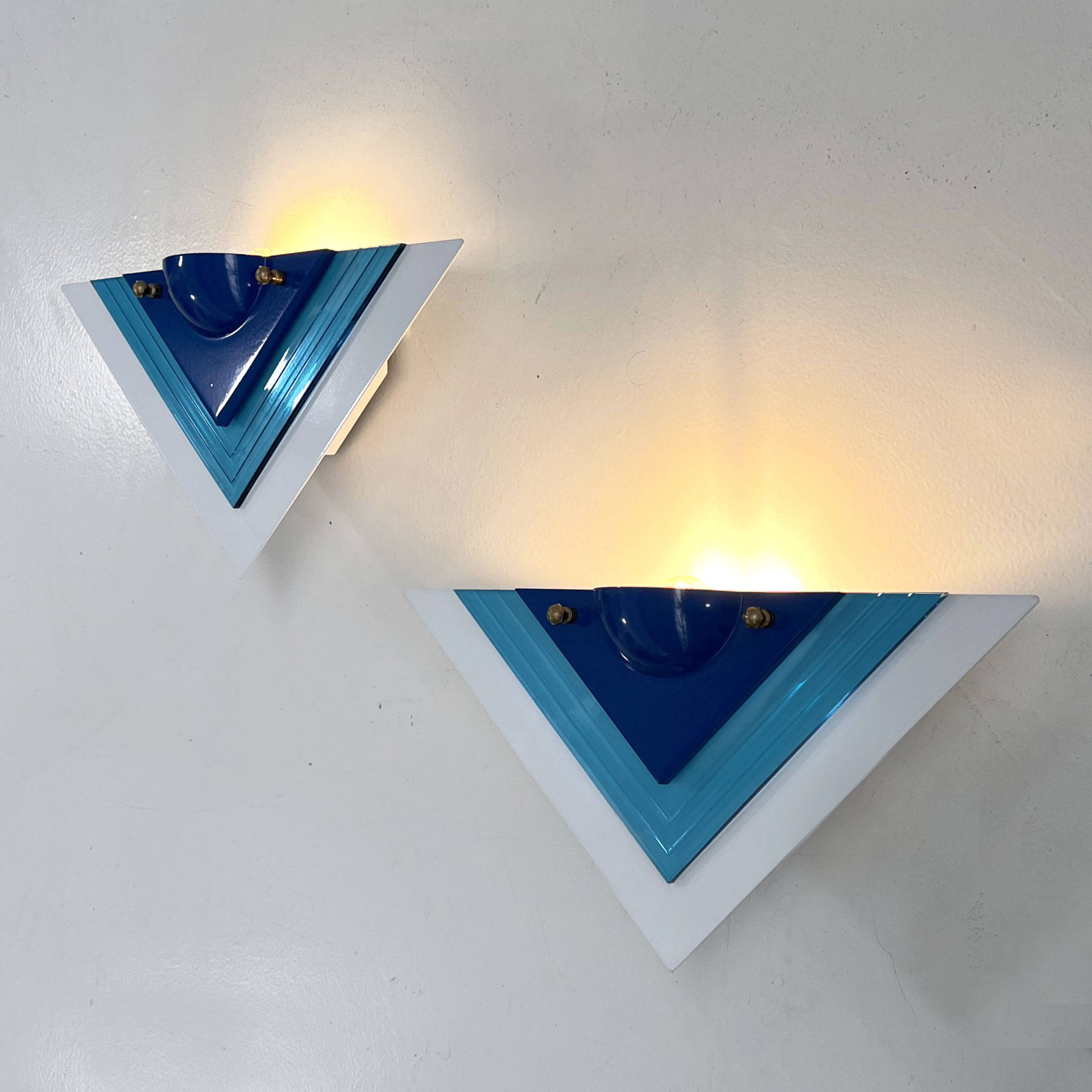 Paire d'appliques postmodernes bleues, 1980
