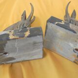 Pair of art deco bookends antelope heads
