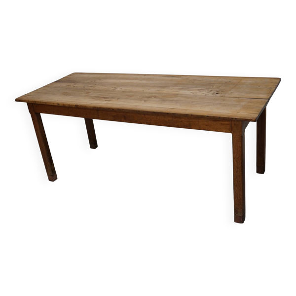 Table à manger rustique en chêne antique du début du 20e siècle.