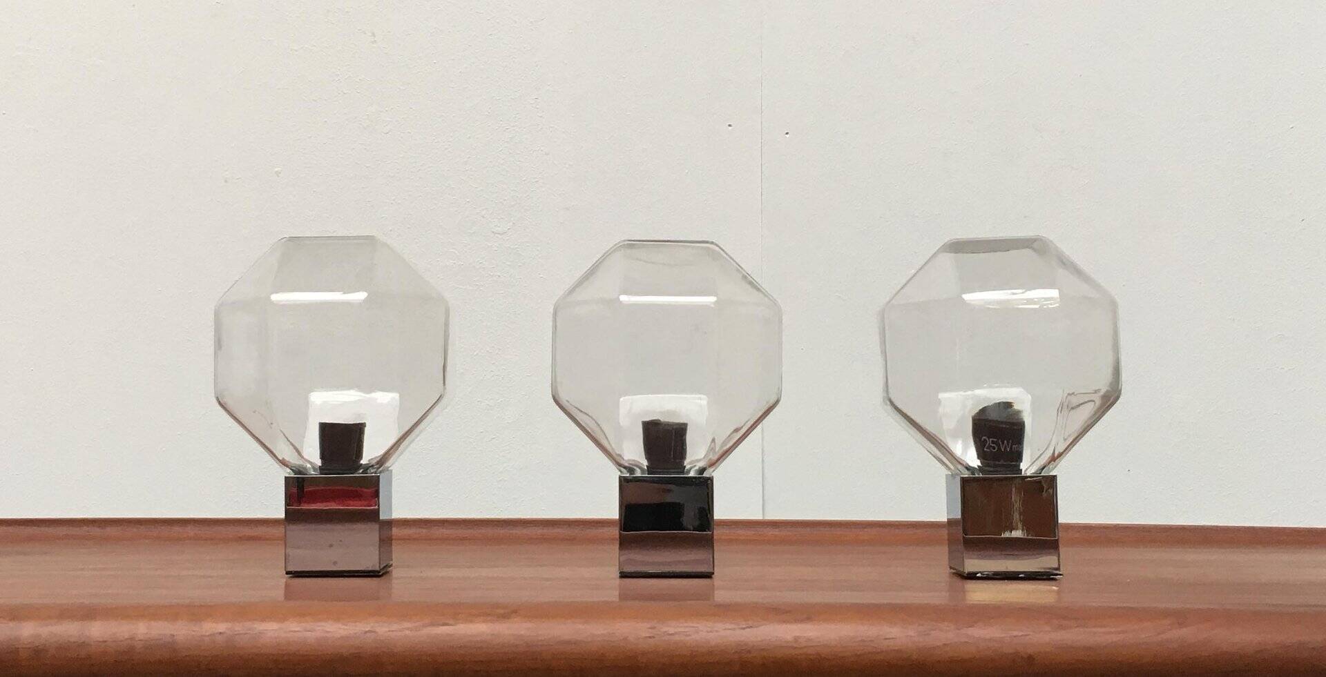 German Vintage Lamps Space Chrome and Glass by Motoko Ishii for Staff