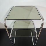 Table d'appoint en chrome et verre