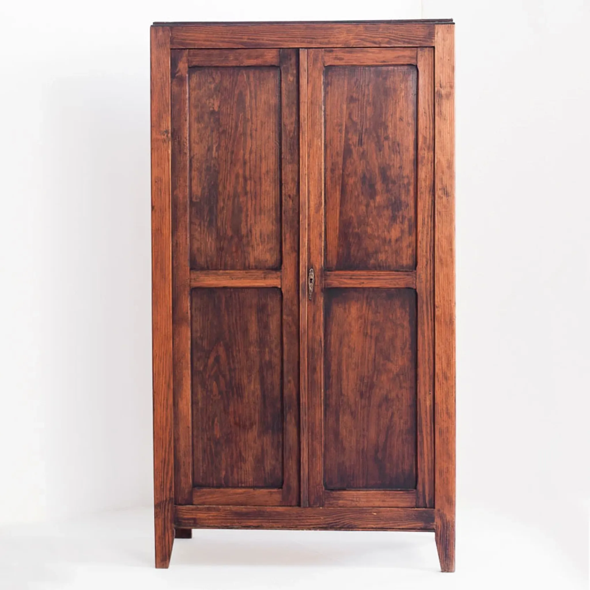 Vintage Parisian wardrobe with two doors. Pine wood. France, 1950s.