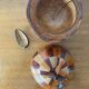 Antique Coconut Ice Bucket Wood Marquetry 1950s Vintage