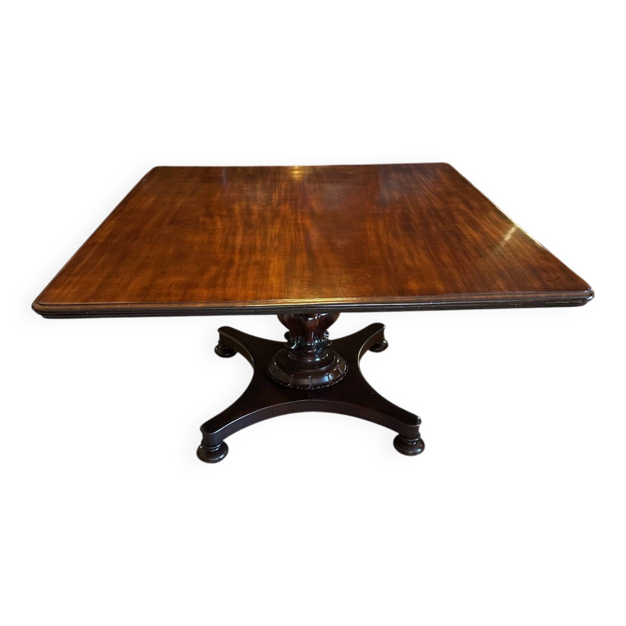 19th century almost square antique mahogany dining table.