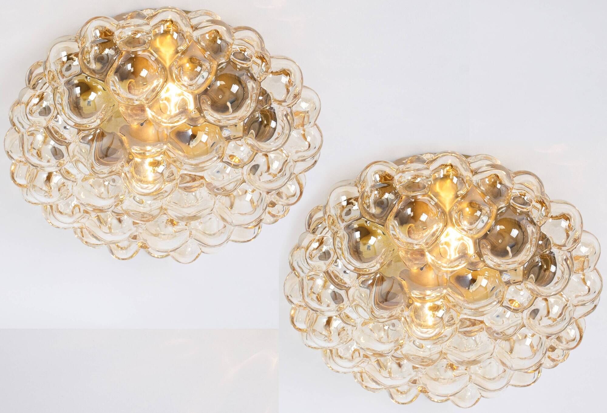 1 of 3 Large Amber Bubble Glass Sconce by Helena Tynell, Limburg, Germany
