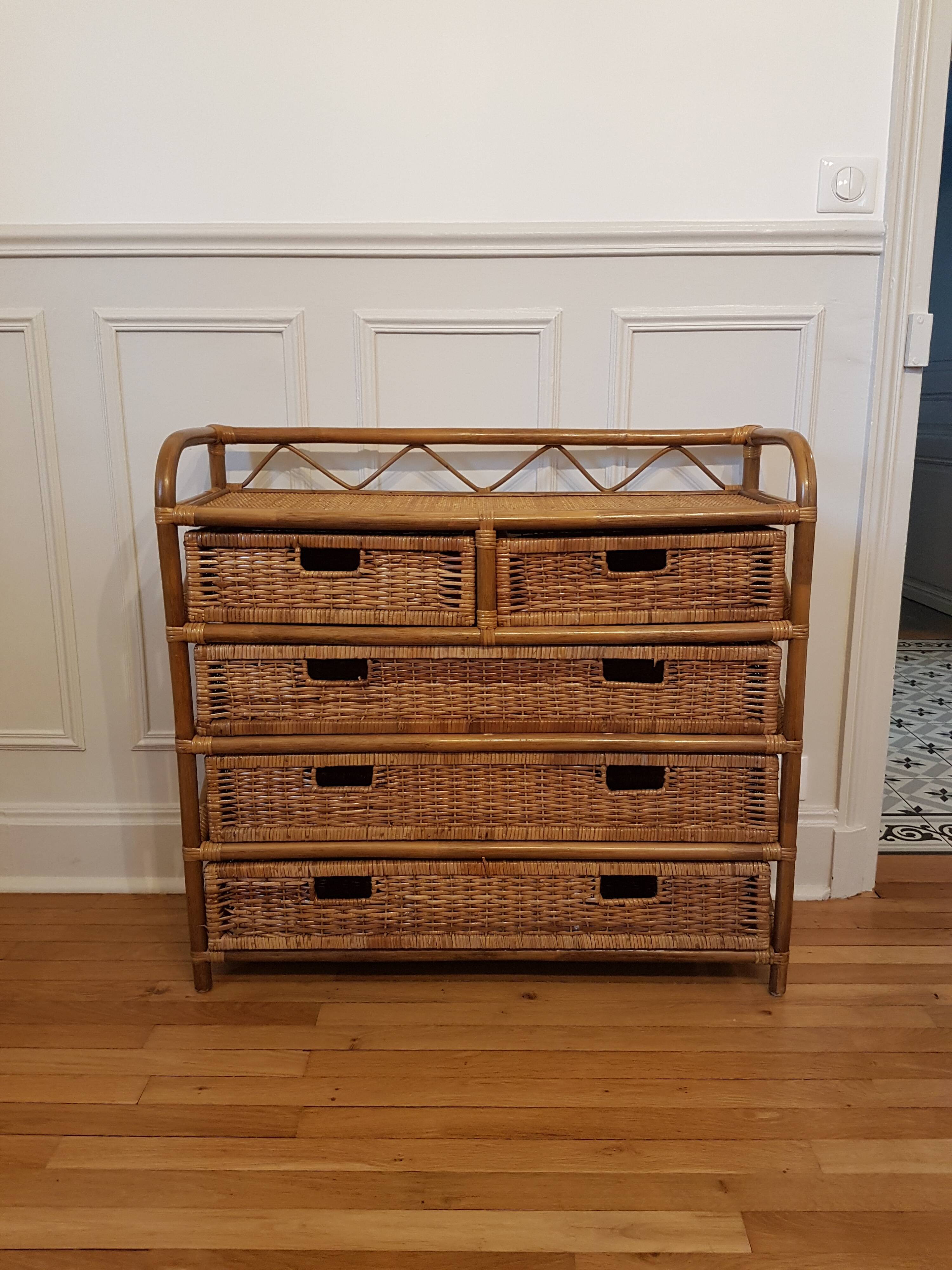 Rattan chest of drawers