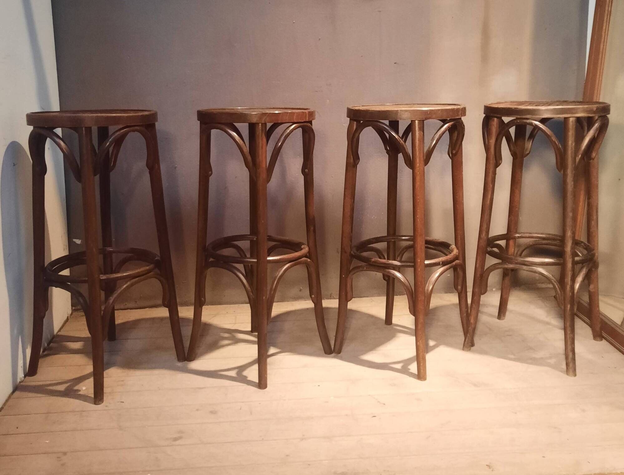 Set of 4 bar stools in "Thonet" style.
