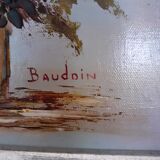 Ancienne huile sur toile signée motif fleurs très bel encadrement argenté