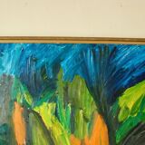 Huile sur panneau suédoise originale vintage – « Abstrait »