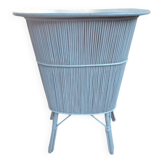 Rattan bar, painted, with two compartments, accompanied by its stool.