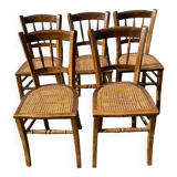 Set of 5 caned bistro chairs