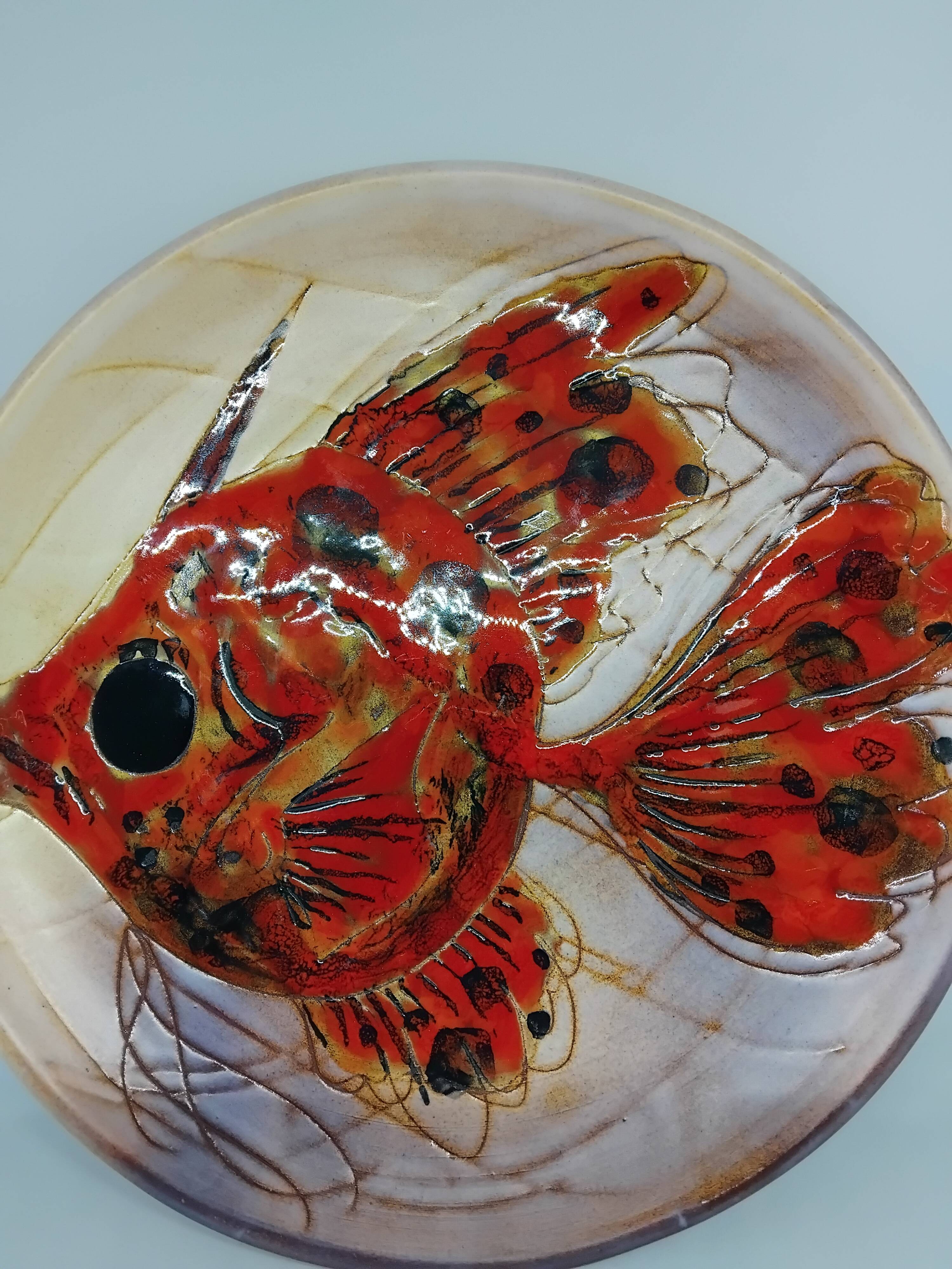 Assiette vintage année 60’. Monique Brenner / Vallauris.