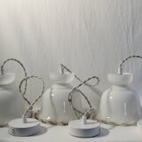 Trio of tulip suspensions in white opaline - electrified to nine