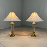 Lampes de table Hollywood Regency en cristal et laiton par Underwriters Laboratories Inc