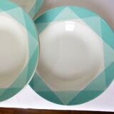 4 vintage geometric pattern soup plates 220510