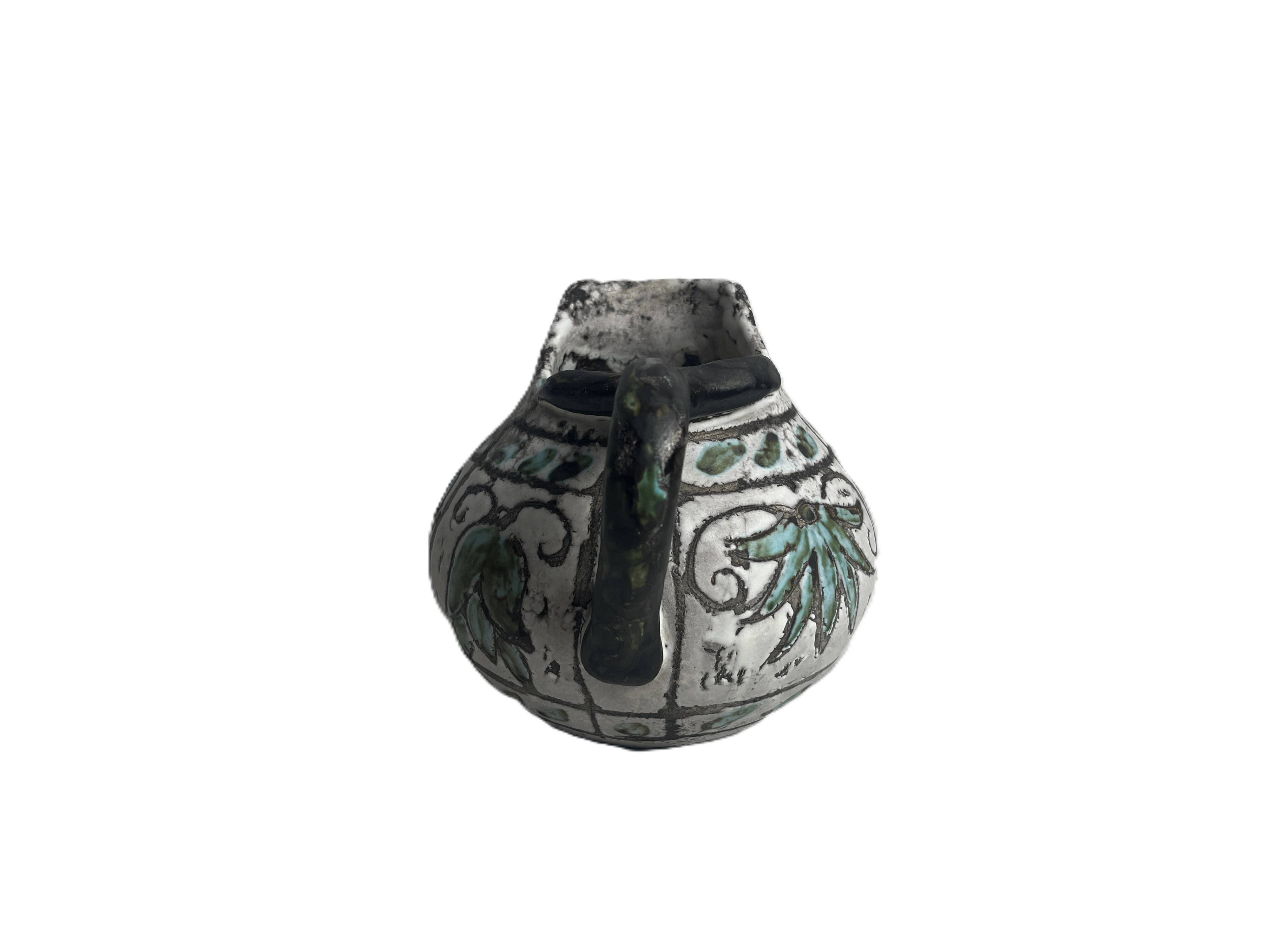 Massier Vallauris, bulbous jug, glazed earthenware, early 20th century.