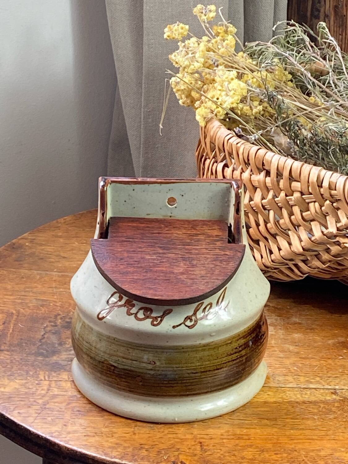 Large salt box in stoneware