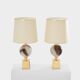 Paire de lampes en céramique et laiton de Philippe Barbier, 1970