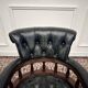 Chaise de bureau Chesterfield, chaise de capitaine, verte