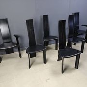 Set of 6 belgian high back dining chairs, 1980s