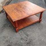 Square coffee table in fir double tray