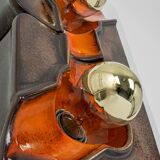 Sputnik wall lights in brown and orange ceramic, Germany 1970s