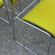 Set of 6 designer chairs with wooden seats and backs, chrome legs.