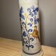 Painted terracotta bottle in black style signed CS bird painting floral decoration