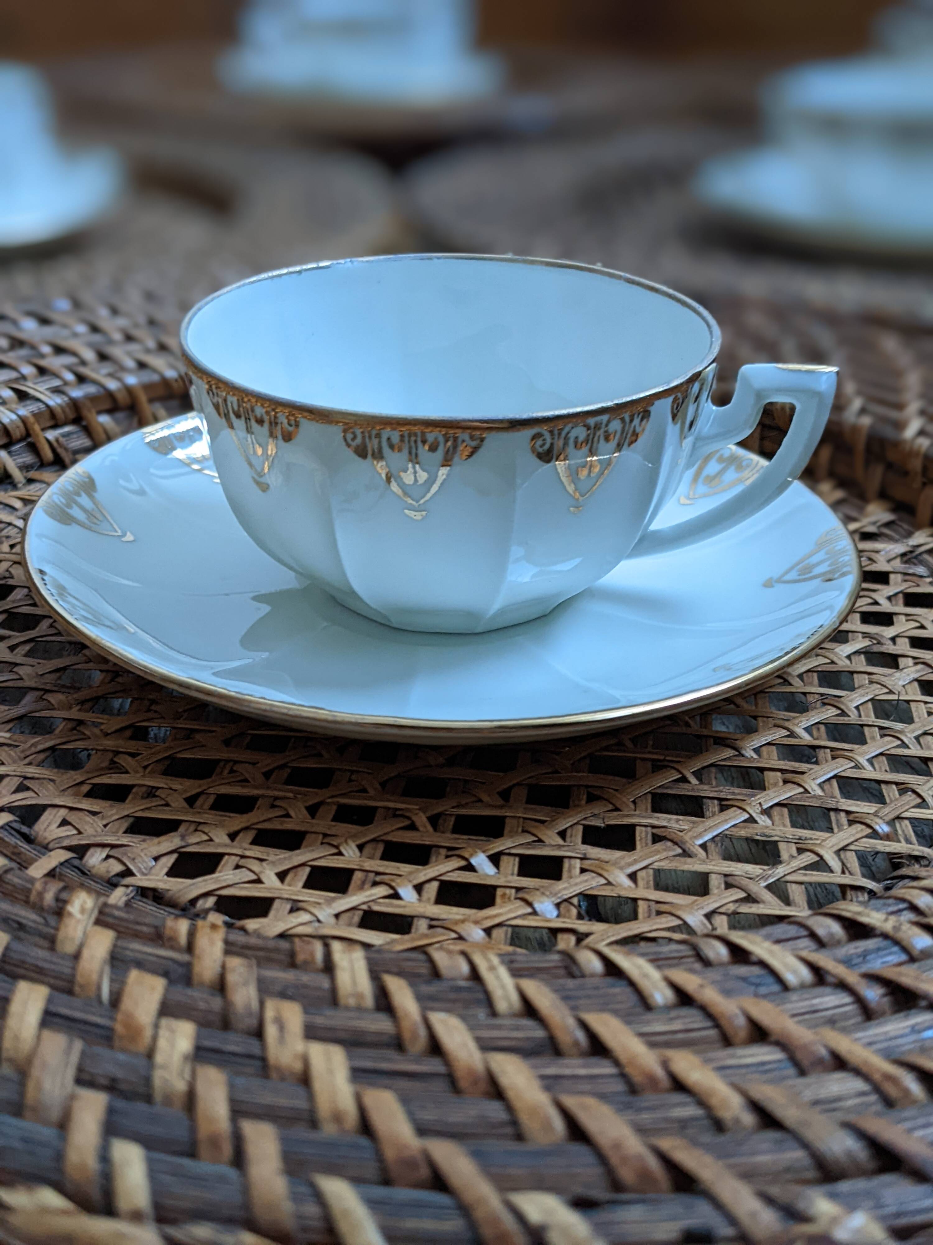 Vintage tea coffee service fine porcelain art deco gilded