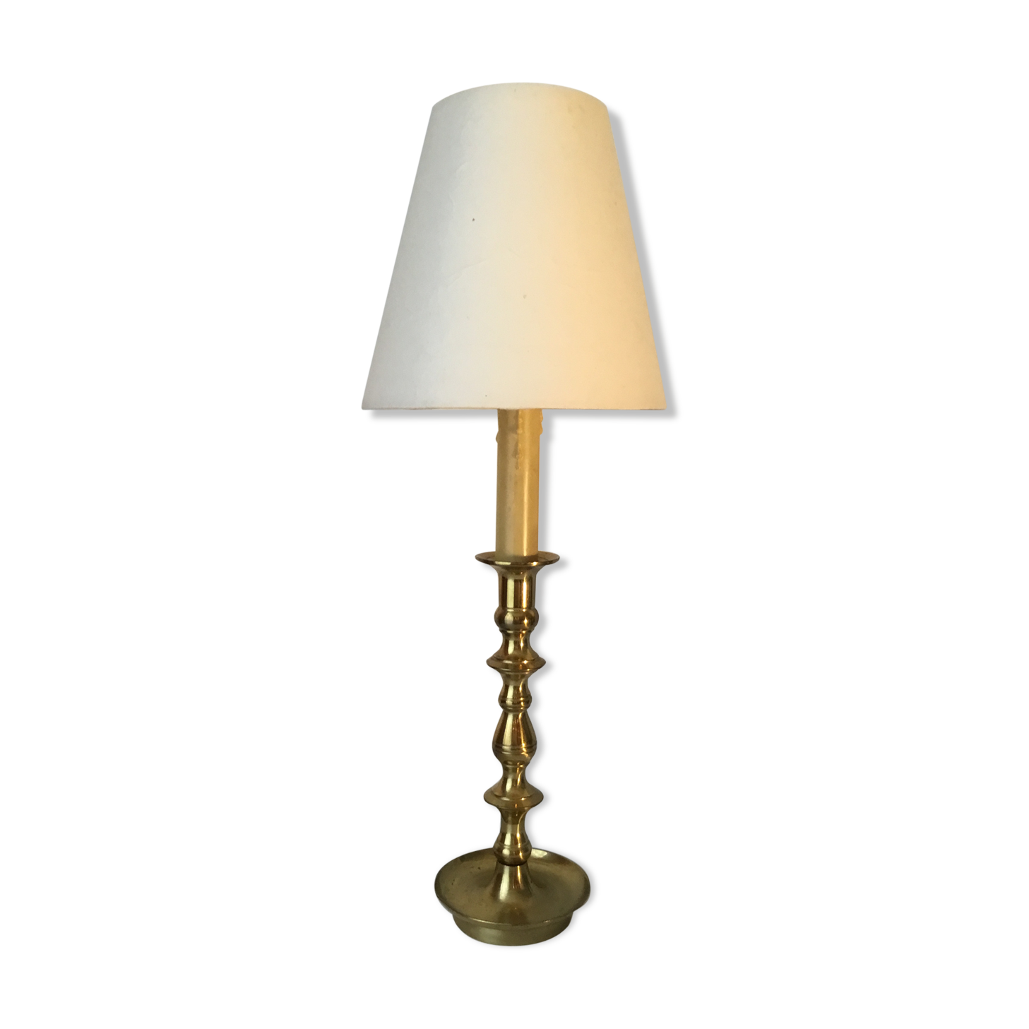 Brass candle-shaped lamp