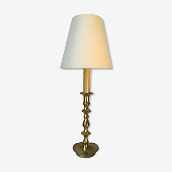 Brass candle-shaped lamp